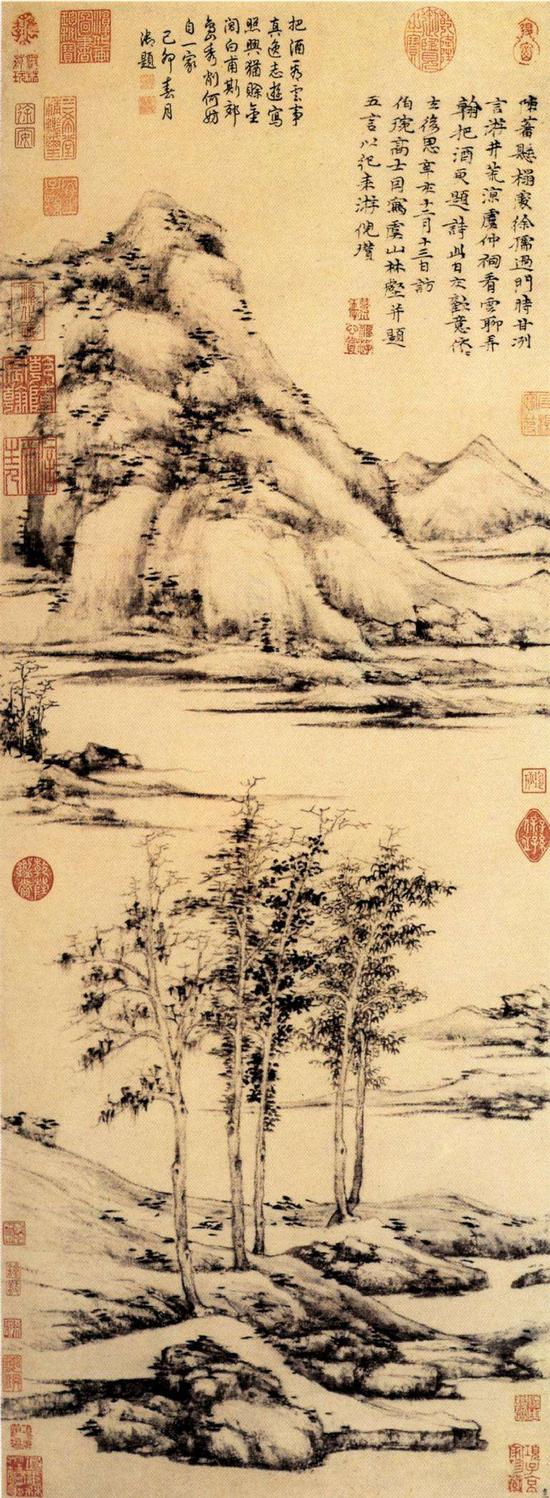 倪瓒《虞山林壑图》,美国纽约大都会美术馆藏