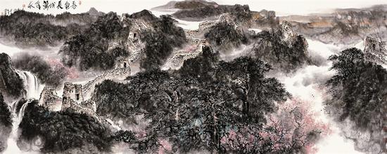 春色长城万年长 中国画 144×365cm 刘人岛 47平尺