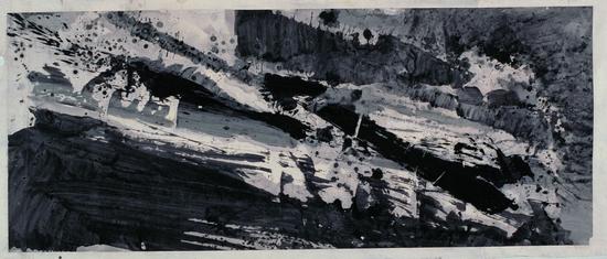 　　2005《泻》兰正辉， 宣纸水墨，244cmx101cm,2005.《waterfall》zhenghui lan,inkwash on rice paper,244cmx101cm,2005