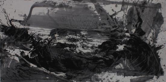 c58 dive潜,ink-painting on rice paper，zhenghui lan,124.5cmx248cm,2012