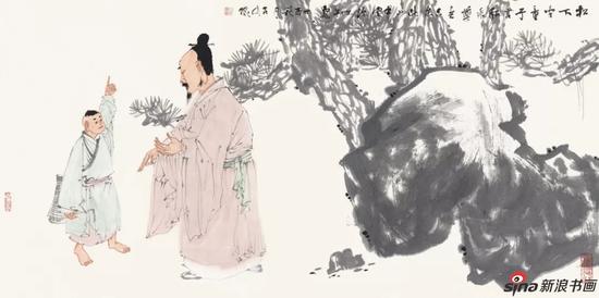 《松下问童子》 纸本设色 50cm-100cm 2017年