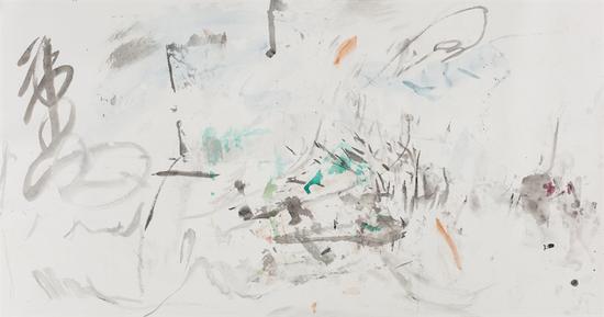 王晓辉，脏墨系列No.20，69×138cm，纸本水墨综合，2016