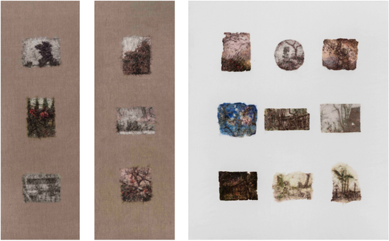 《景物·园林卷:1738》 三联 布面油画180x60/60/150 cm 2017年 肖芳凯