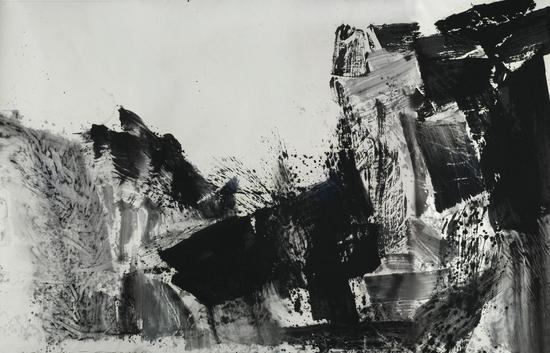 　　Rubell《坍塌》（collapse）ink-painting on rice paper，zhenghui lan584cmx366cm.2006.Rubell family collection