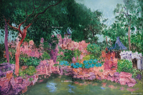 周春芽《豫园》布面 油画 272×204cm×2 2012年作 2017华艺拍卖中以862.5万元成交