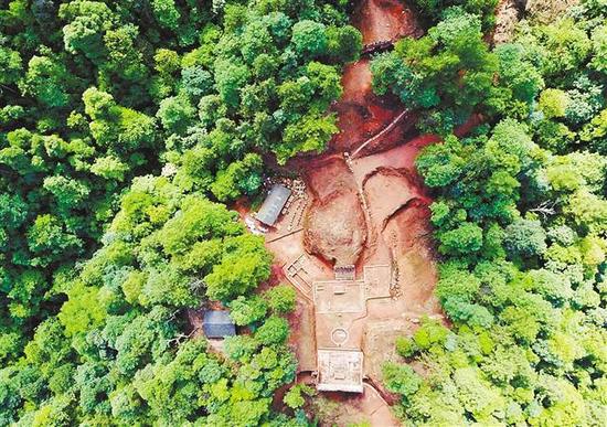 江津朝源观遗址俯拍照。