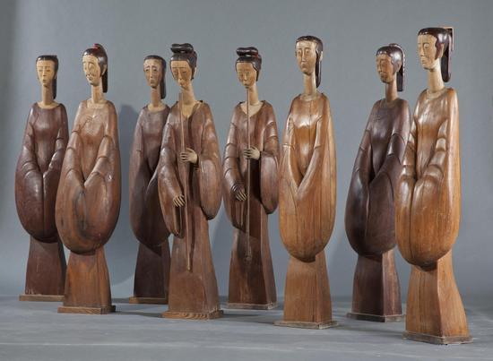 《汉女》 木、大漆、铜 高120—125CM 1999年