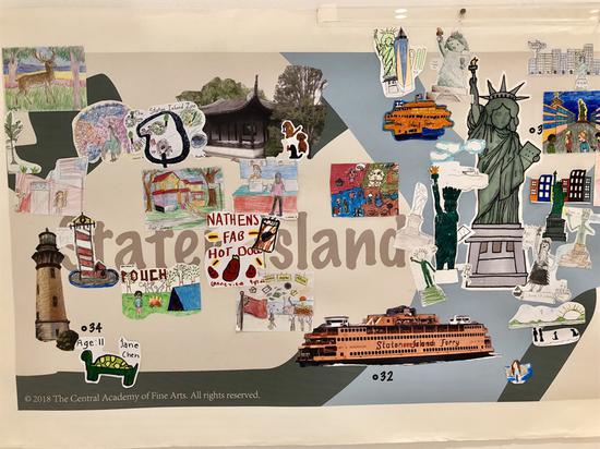 由小朋友画作创作完成的纽约版“清明上河图”局部