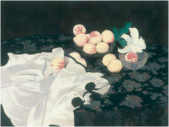 王羽天 《花布上的桃子》 布面油画 91 x 117 cm 2004年
