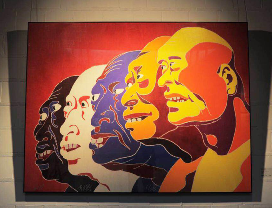 方力钧展出作品:《2017》 122x163cm 木刻版画 2017年