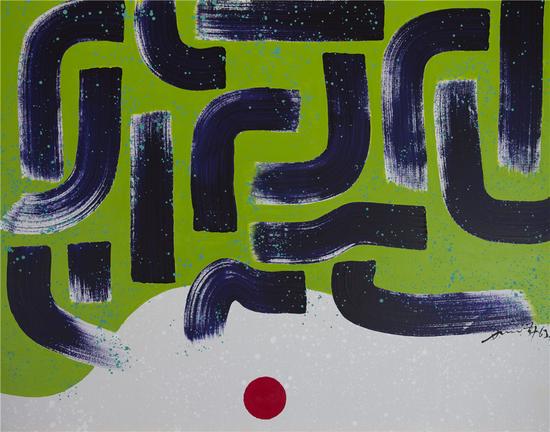 　　萧勤, 光之跃动-7, 布上亚克力, 110 cm x 140 cm, 1963 Hsiao Chin, Dancing Lights-7, Acrylic on canvas, 110 cm x 140 cm, 1963