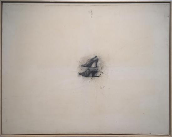 季大纯，《两个莎士比亚》，143×113cm，布面综合材料，1999