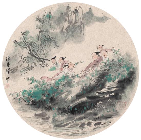 圆扇——沐春图