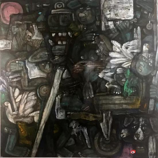 行走的浮雕 施大畏 145×145 cm