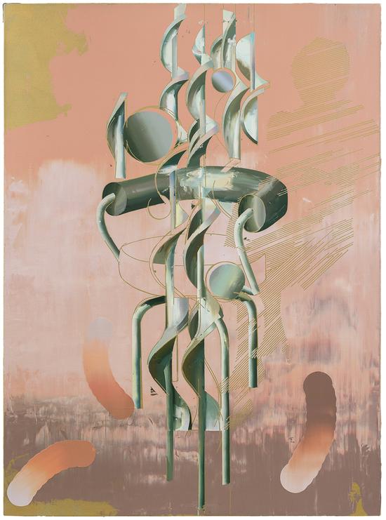 螺旋钢管椅，2018，布面丙烯油画，150X110CM