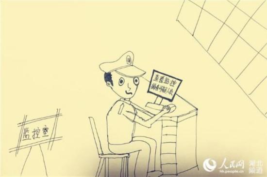 湖北十堰一女孩手绘漫画 展现民警护校安园