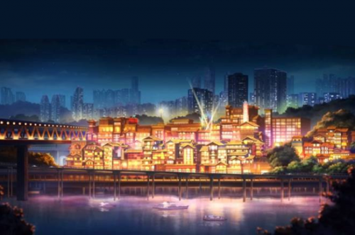 重庆著名景点洪崖洞在动画中的呈现