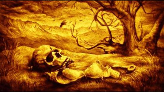 陈敬平沙画艺术轻写实沙画 的沙画作品