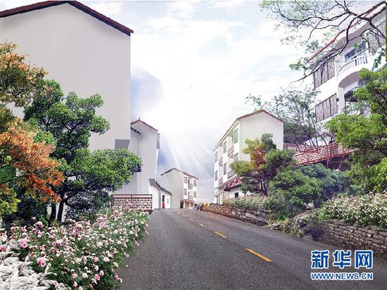 未来经茶山村上红池坝景区的旅游道路效果图。新华网发(茶山村提供)