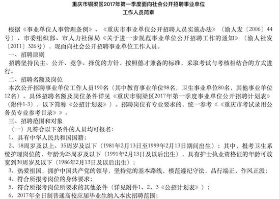 又一波招聘来袭 铜梁、开州及交大等共招452人