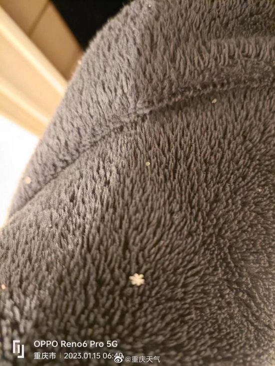 ▲重庆渝北回兴的网友拍摄的迷你雪花