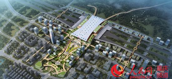 重庆东站片区鸟瞰图。建设指挥部供图