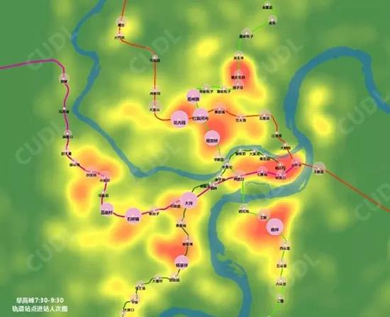 早高峰期间轨道站点进站人次图。重庆市规划局供图 华龙网发