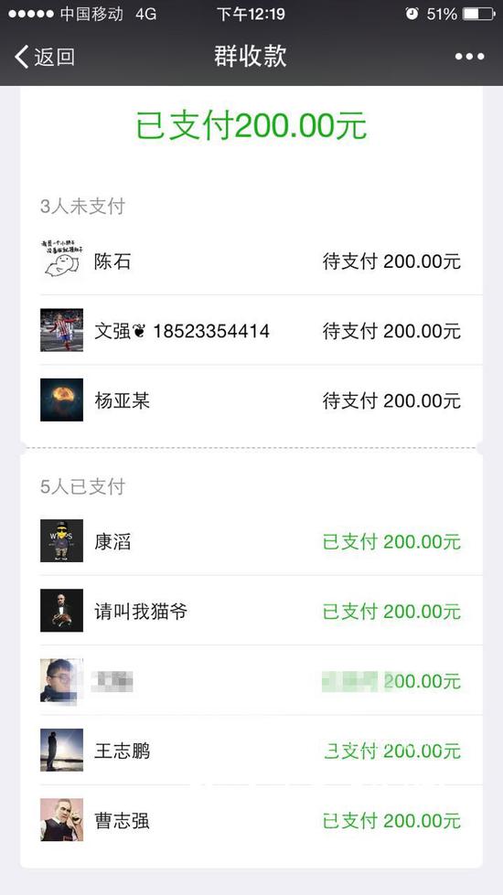 康先生同学聚会每人先交200元
