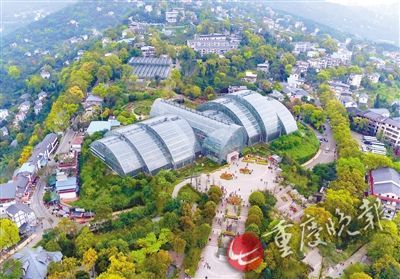 航拍南山温室展览馆