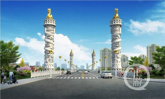 △盛安路跨御临河大桥效果图。