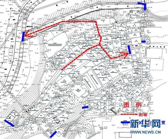 图为磁器口古镇施工封闭区域示意图。新华网发