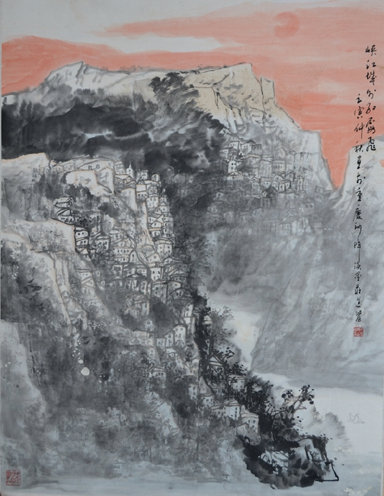 陈道学《 江边城外红霞飞》