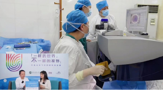 吴柯主任(左下)全程讲解郑金华医生(右上)的手术步骤