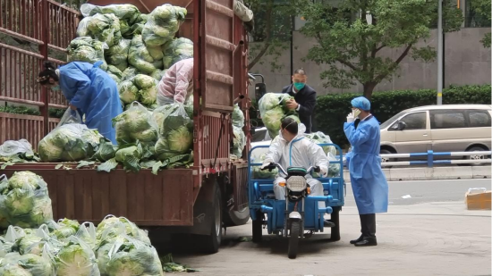 业主为小区高风险楼栋捐赠蔬菜