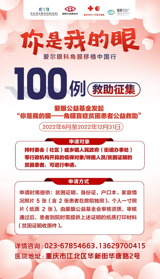 “你是我的眼”角膜移植公益救助、角膜捐献电话同上