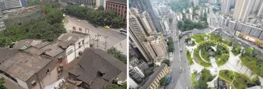 小龙坎广场改造前后对比