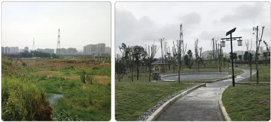 丰文街道绣美丰文社区公园建设前后对比