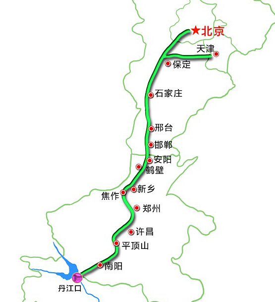 图为:南水北调中线工程示意图