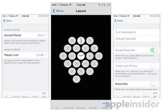 Apple Watch在iPhone的设置菜单:好复杂的样子