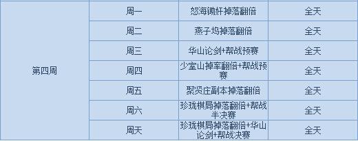 天龙八部3D每周趣味活动时间介绍