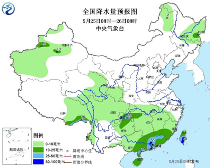 全国降水量预报图