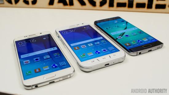 左起Galaxy S6、Galaxy S6 Active、Galaxy S6 Edge(图片引自androidauthority)