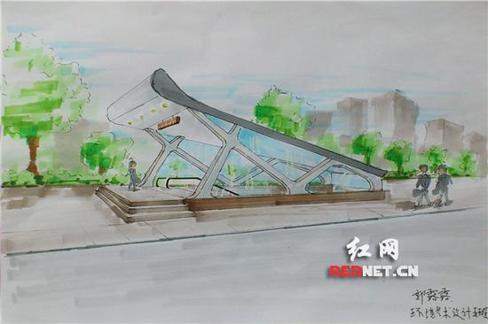 (湖南师大美术学院学生自发手绘学校地铁出入口。地铁口周围仍然是绿意葱葱)