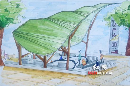 (“人与自然地铁出入口”体现了湖南师大路旁的香樟树概念。作者:张冰洁、李璐)