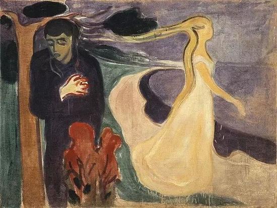 《分离》二，1900年。出身贫寒的爱德华·蒙克（Edvard Munch）