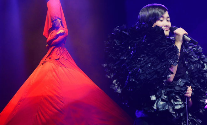 李宇春红裙红盖头似出嫁 裙摆长8米华美绚烂