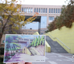 女大學(xué)生制作手繪校園明信片