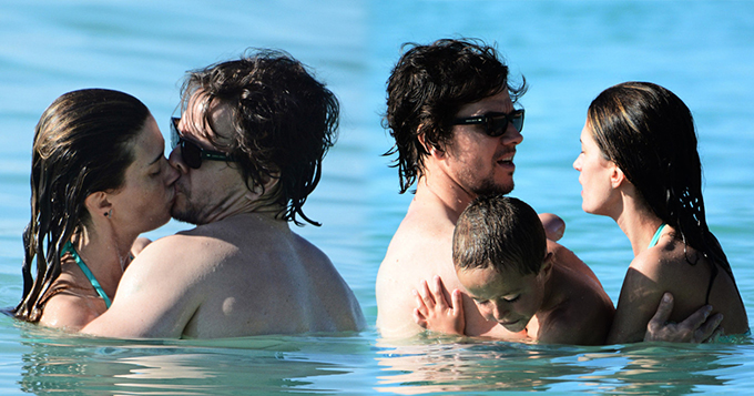 沃尔伯格与妻子水中激吻缠绵 大秀恩爱