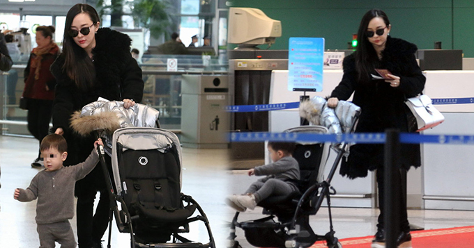 霍思燕穿潮装携儿子现身 宝贝玩闹呆萌