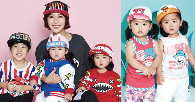 组图：年画娃娃！韩女星Shoo携三子拍写真